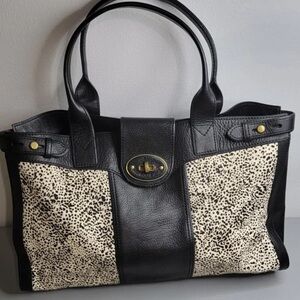 Fossil cowhide messenger bag tote